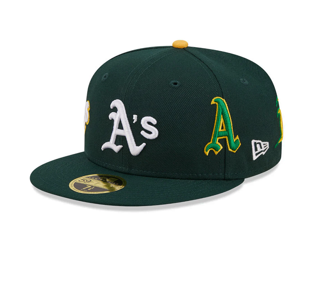 New Era Oakland Athletics All-Over Logos Low Profile - Dark Green
